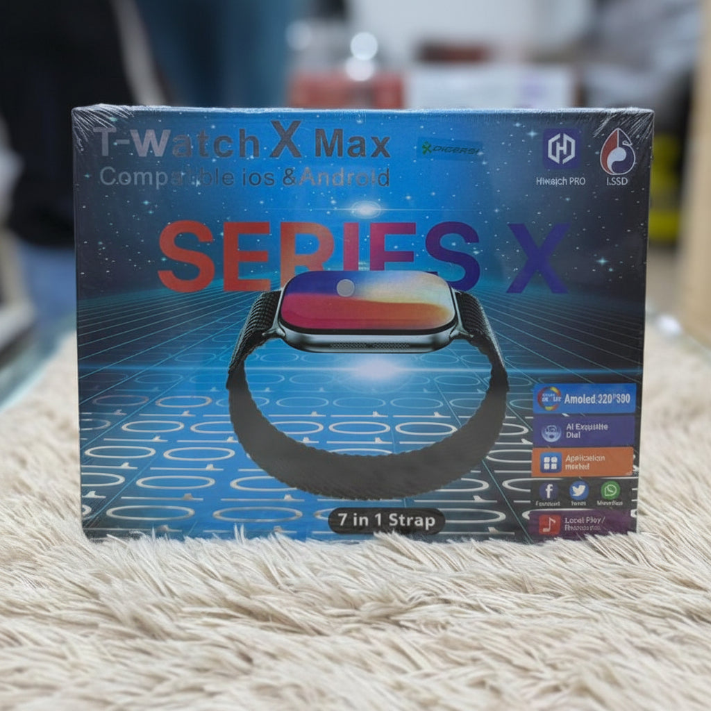 T Watch X Max – 7 Interchangeable Straps, Fitness & Health Smartwatch