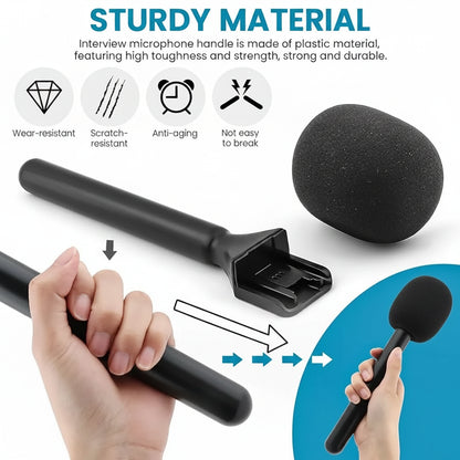 C&C Handheld Microphone Stand with Dual Foam Windshields – Adjustable Grip & Noise Reduction