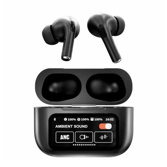 Air Pods A9 Black – LCD Battery Display, ANC/ENC Noise Control, Wireless Earbuds