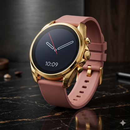 MK5 Max Smart Watch Golden Edition with 10 Interchangeable Straps | AMOLED Display, Bluetooth Calling, Fitness & Health Tracker Smartwatch for Men & Women