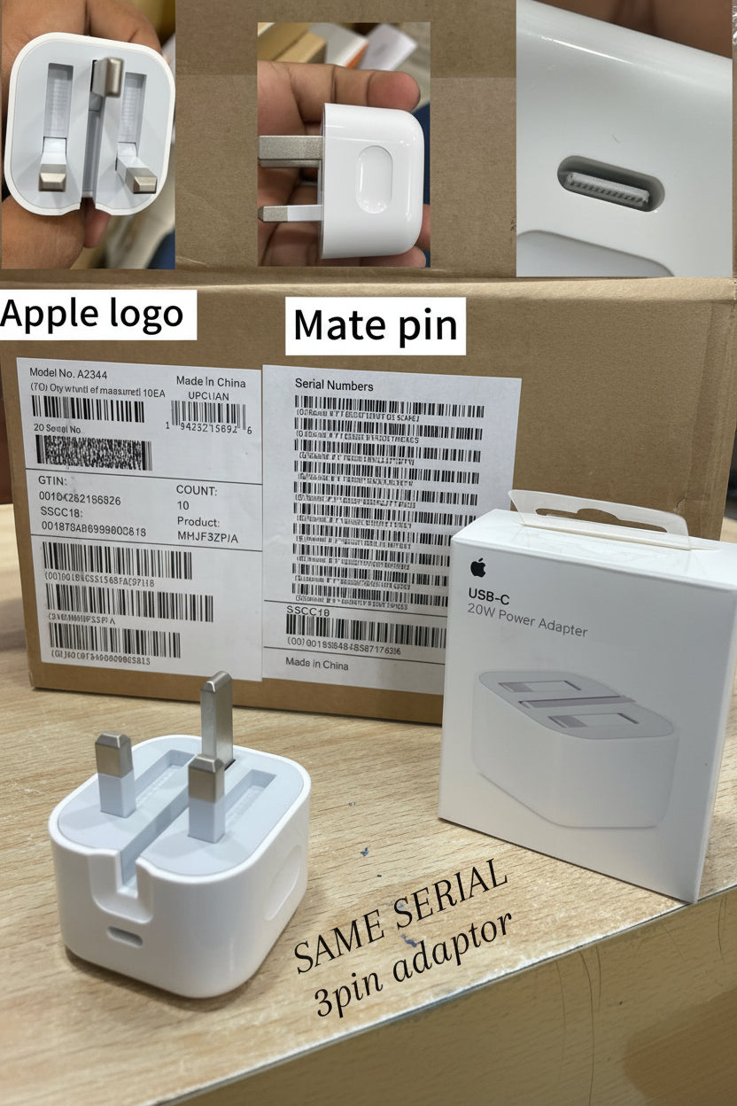 Original 3-Pin 20W USB-C Power Adapter – Heavy Duty | Serial Matched | UK Plug