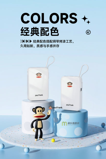 New Paul Frank 20 x 10,000mAh Power Bank | 22.5W Fast Charging | Type-C with Built-In Cable | 3CCC Certified | Blue High-Speed USB Ports