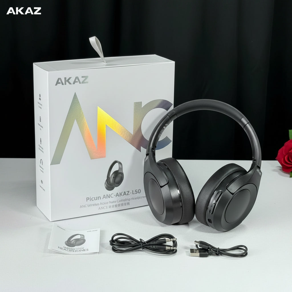 New Original AKAZ L50 Wireless Headphones | ANC Active Noise Cancellation | HiFi Sound | ENC HD Calling | 70H Standby