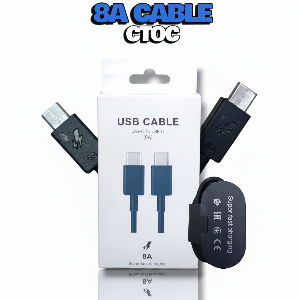8A USB Type-C to Type-C Fast Charging Cable – Durable & High-Speed