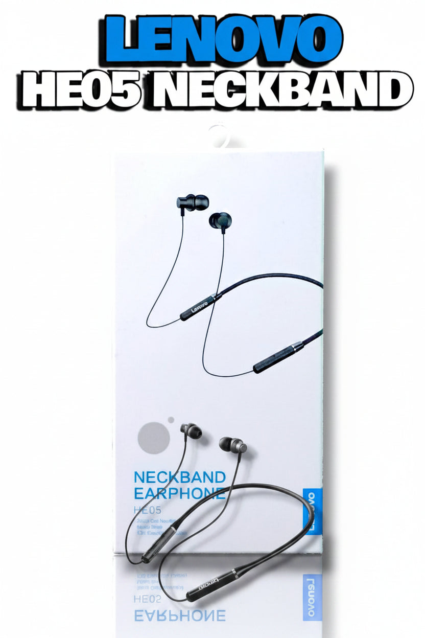 Lenovo HE05 Neckband – Wireless Bluetooth Earphones with Deep Bass