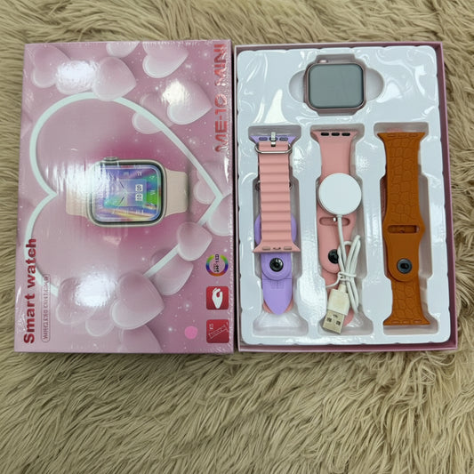 ME-10 Mini Smartwatch – AMOLED Display with 5 Interchangeable Straps, Fitness & Health Tracker