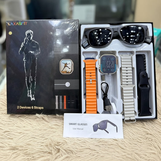 LaxasFit Ultra Watch & Smart Glasses Bundle – 2 Devices with 6 Interchangeable Straps, Fitness & Smart Features