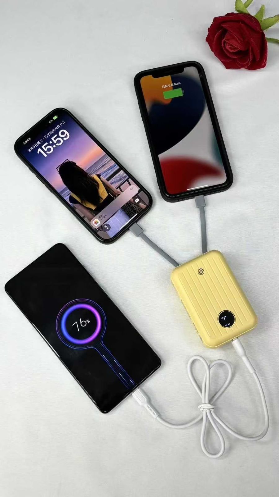 Kivee Basake 10000mAh Compact Power Bank – 22.5W Fast Charging with Dual Built-In Cables