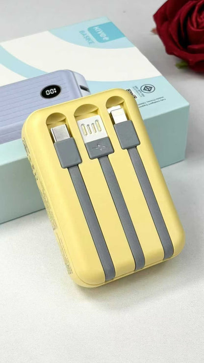 Kivee Basake 10000mAh Compact Power Bank – 22.5W Fast Charging with Dual Built-In Cables
