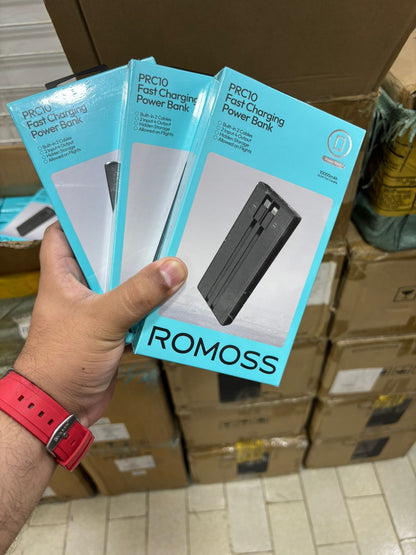 Romoss PRC-10 10000mAh Compact Power Bank – 22.5W Fast Charging with Dual Built-In Cables