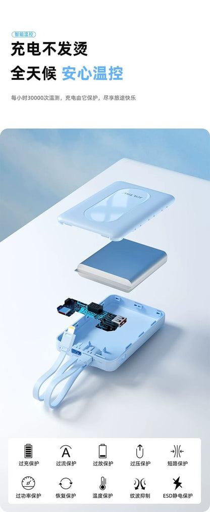 Joltal MH-813 10000mAh Compact Power Bank – 22.5W Fast Charging with Dual Built-In Cables